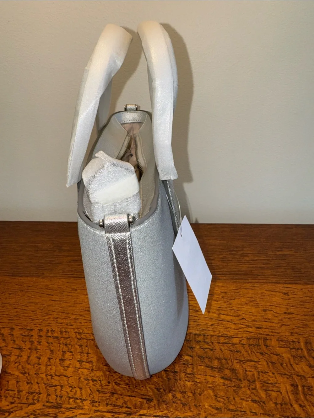 NWT Kate Spade Glimmer Satchel/Crossbody in Lunar Light Silver-Glitter